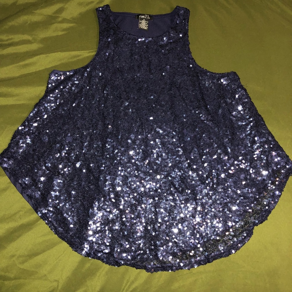 Blue Sequined Tank